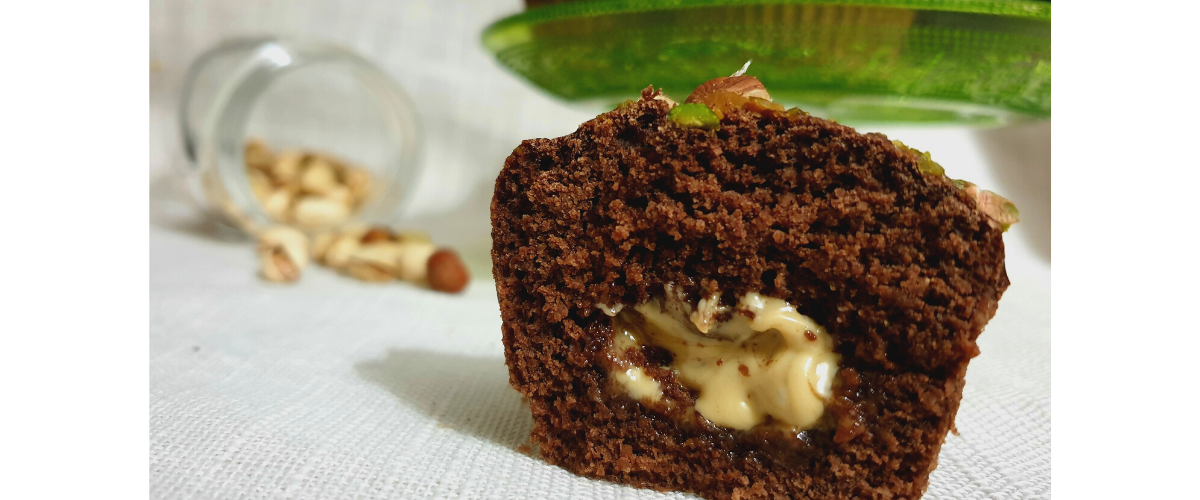 Muffin con cuore di pistacchio e nocciola